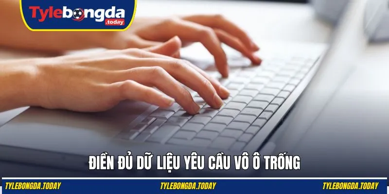 Điền đủ dữ liệu yêu cầu vô ô trống